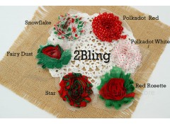 Shabby Flower "Christmas" Pattern - 6.5 cm (Pack of 4)